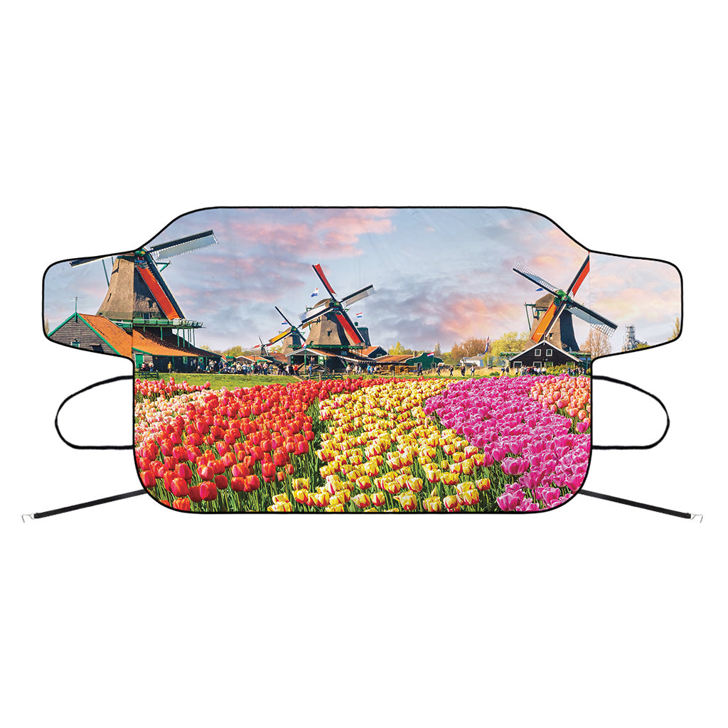 Tulip Field Print Car Windshield Snow Cover