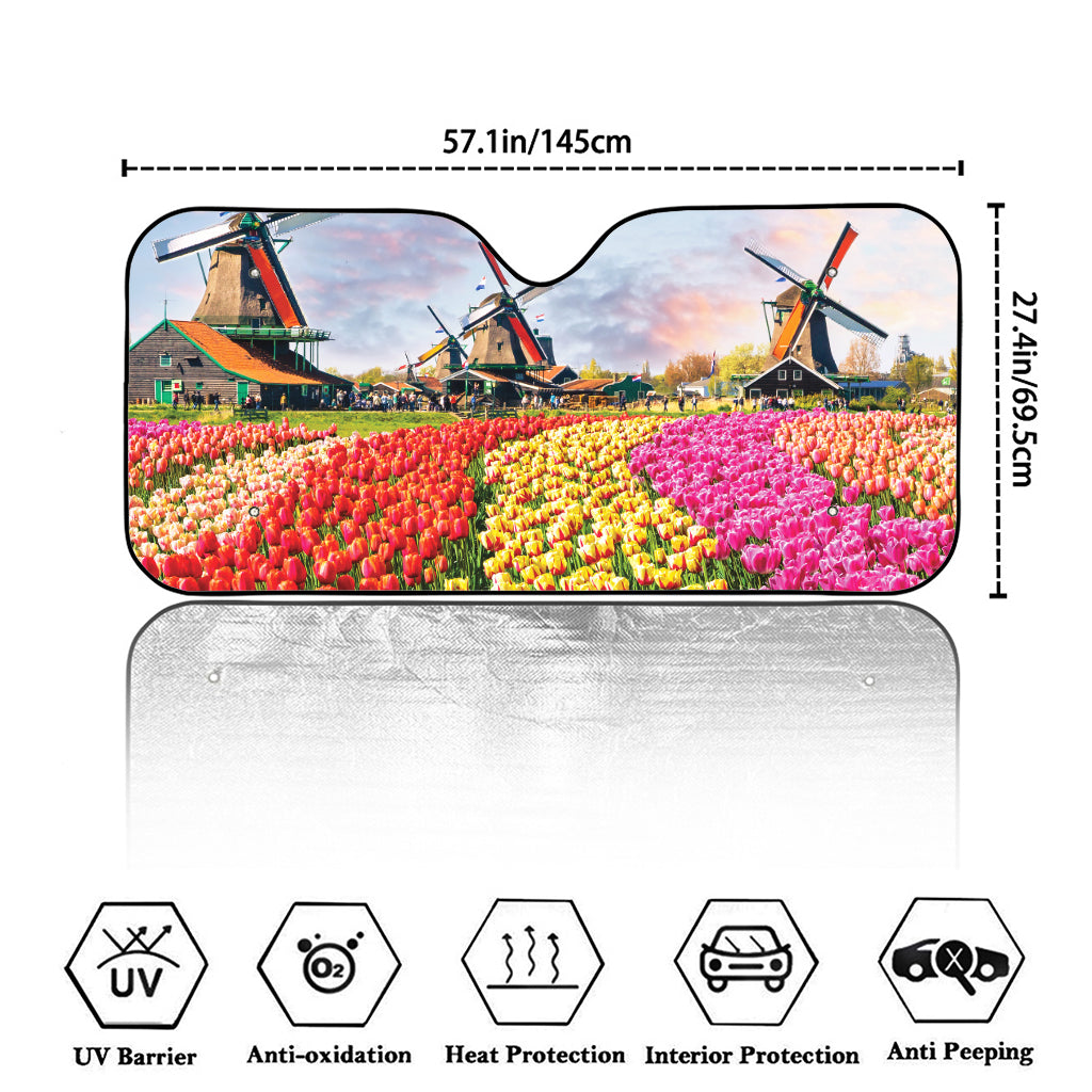 Tulip Field Print Car Windshield Sun Shade