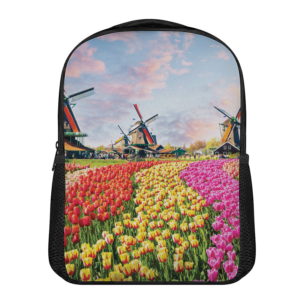 Tulip Field Print Casual Backpack