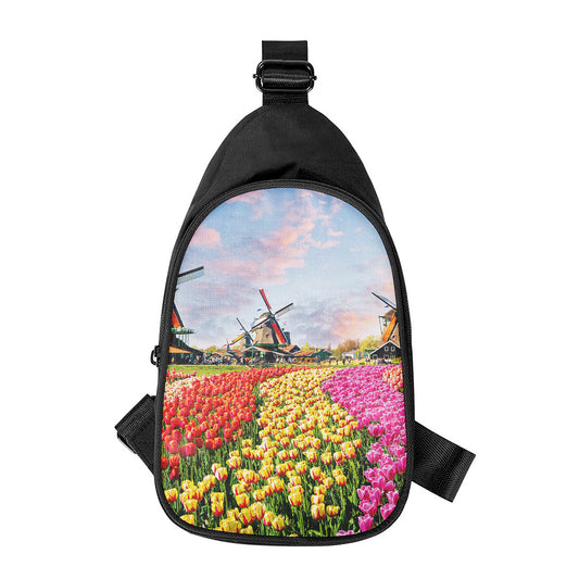 Tulip Field Print Chest Bag