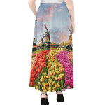 Tulip Field Print Chiffon Maxi Skirt