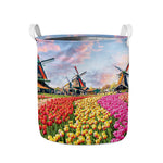 Tulip Field Print Collapsible Laundry Basket