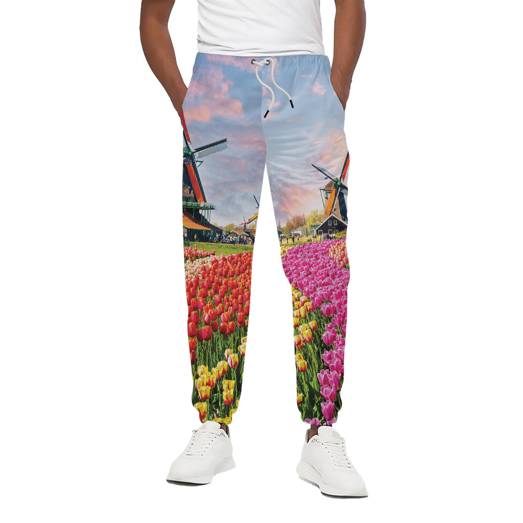 Tulip Field Print Cotton Pants