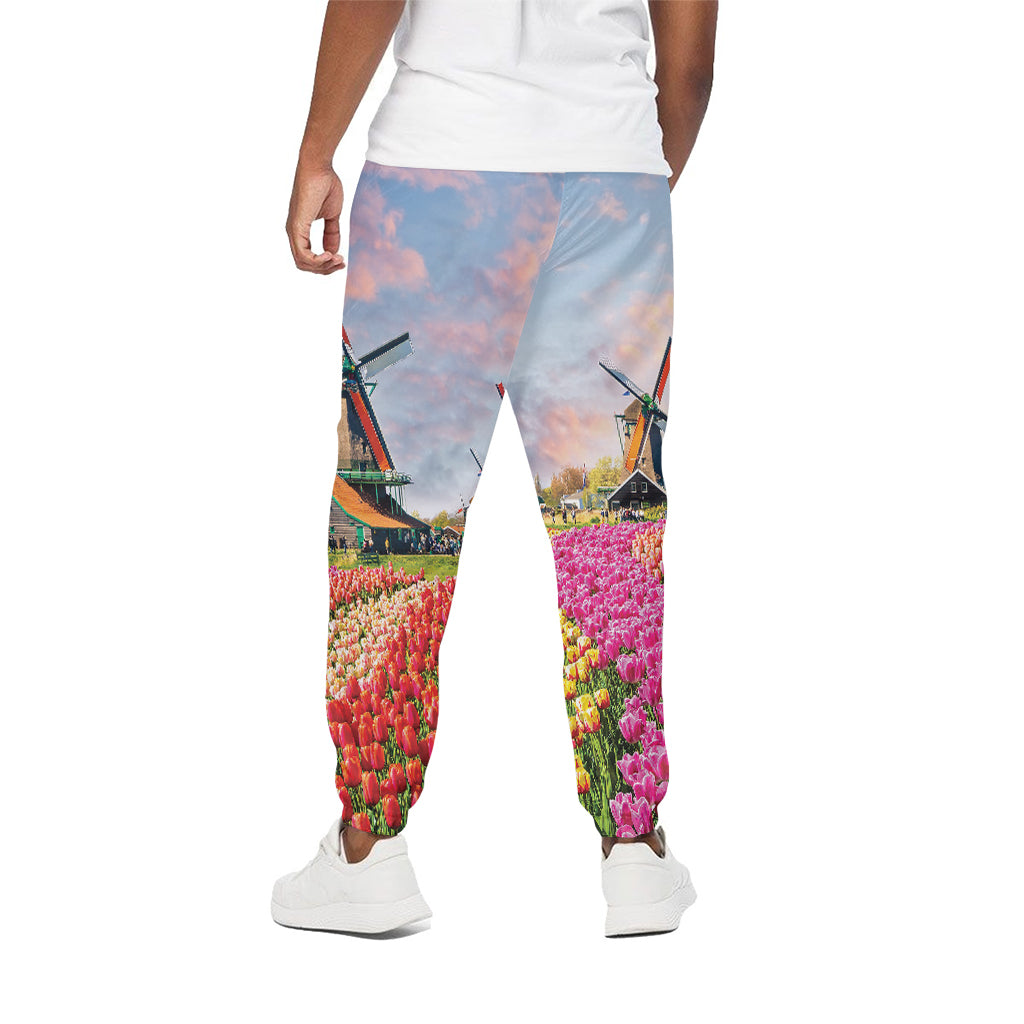 Tulip Field Print Cotton Pants