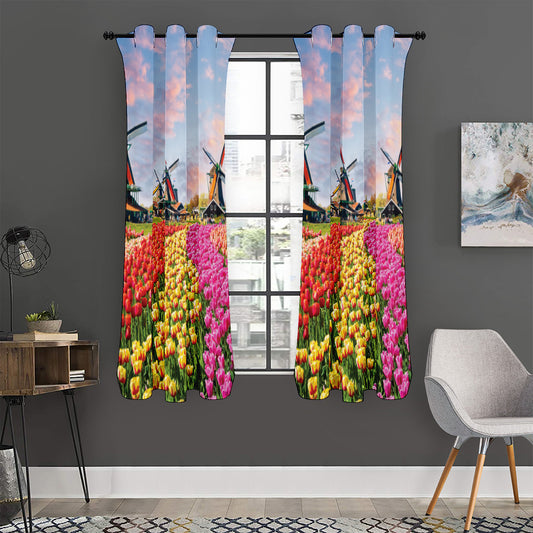 Tulip Field Print Curtain