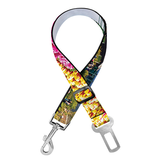 Tulip Field Print Dog Seat Belt