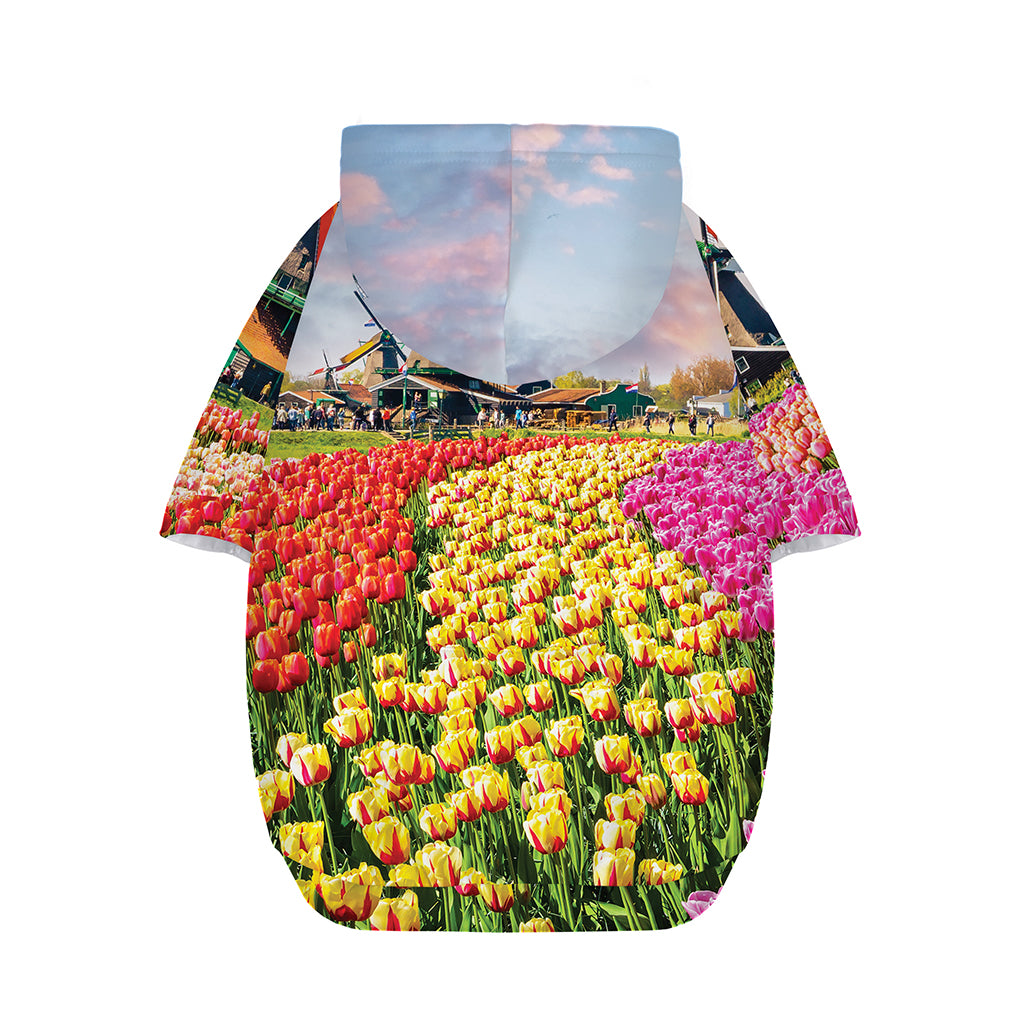 Tulip Field Print Dog Zip Up Hoodie