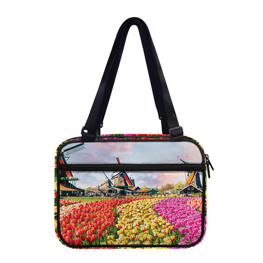 Tulip Field Print Double Strap Bible Bag