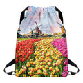 Tulip Field Print Drawstring Backpack