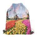 Tulip Field Print Drawstring Bag