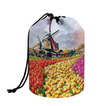 Tulip Field Print Drawstring Makeup Bag