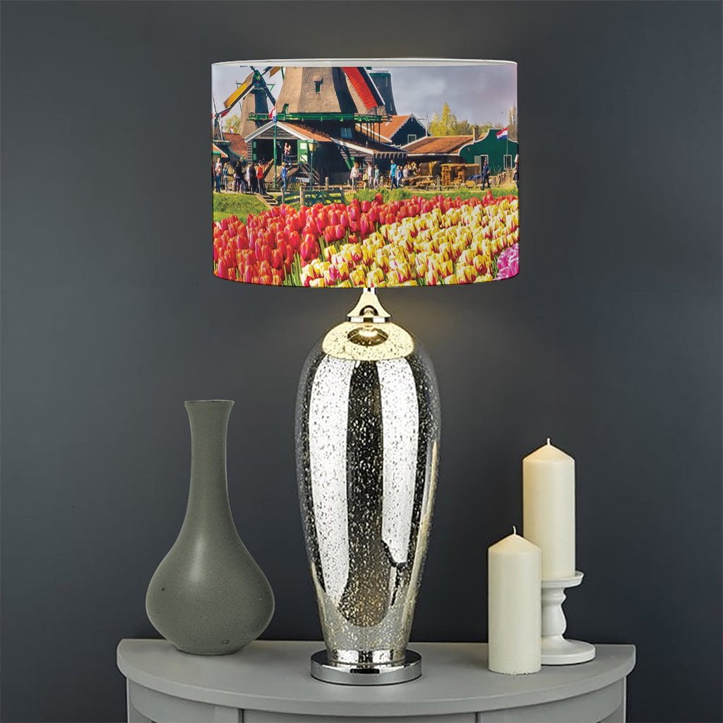 Tulip Field Print Drum Lamp Shade