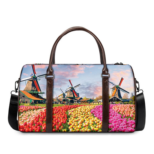 Tulip Field Print Duffle Bag