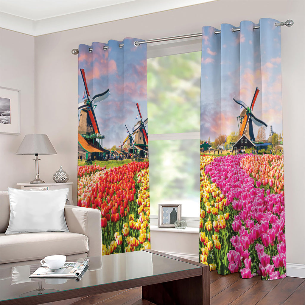 Tulip Field Print Extra Wide Grommet Curtains