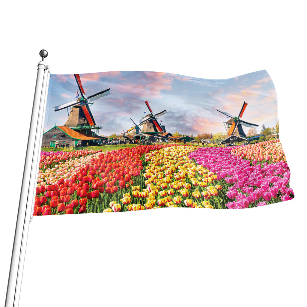 Tulip Field Print Flag