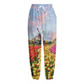 Tulip Field Print Fleece Lined Knit Pants