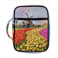 Tulip Field Print Front Pocket Bible Bag