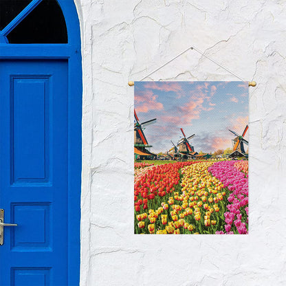 Tulip Field Print Garden Flag
