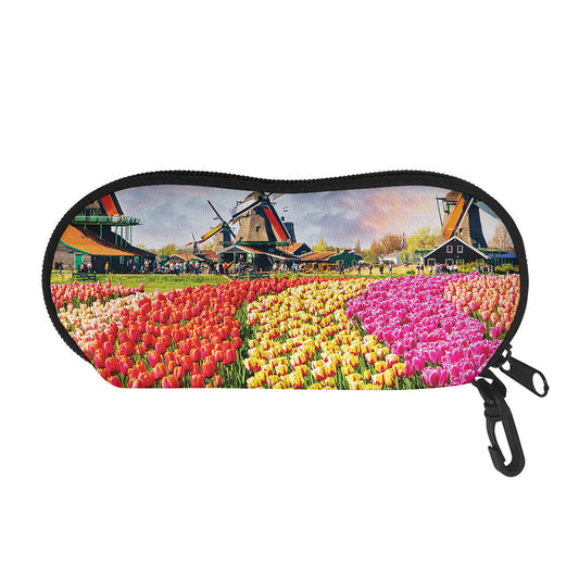 Tulip Field Print Glasses Case