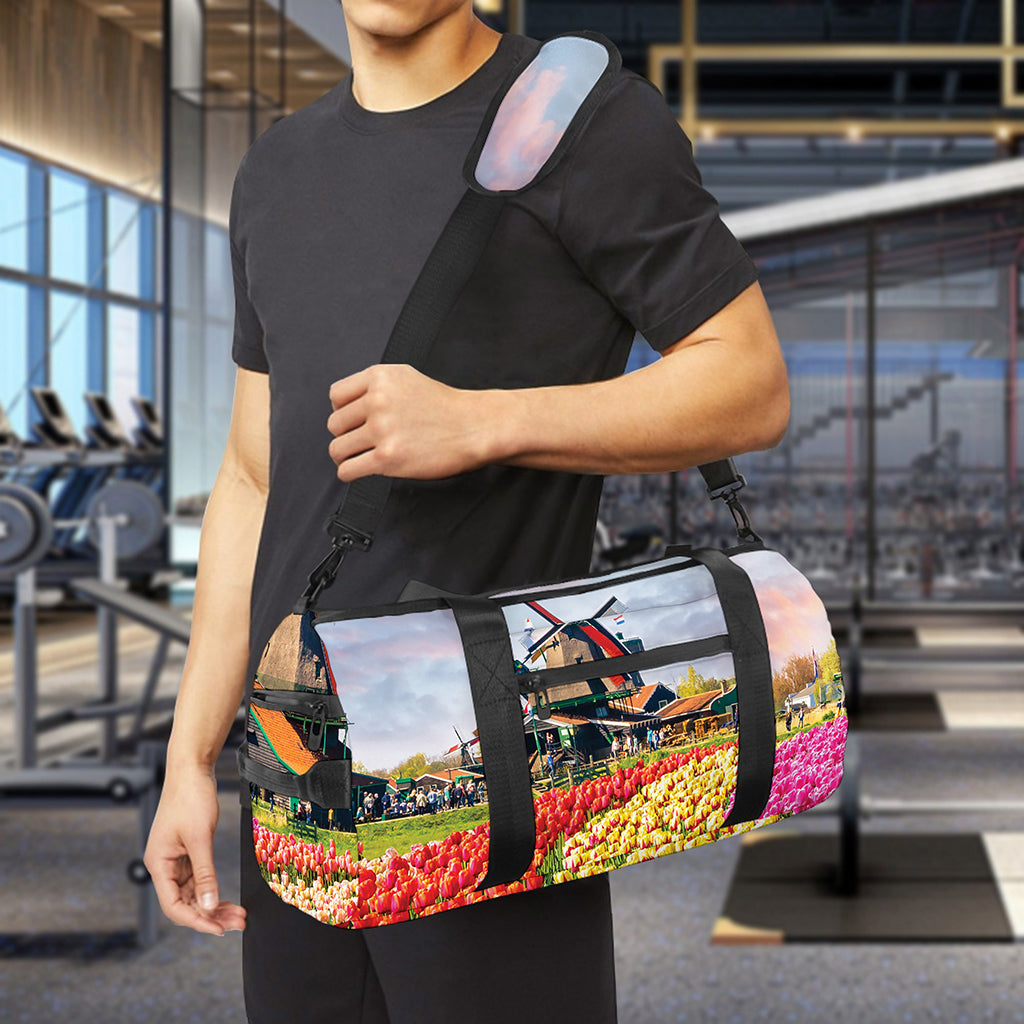Tulip Field Print Gym Bag