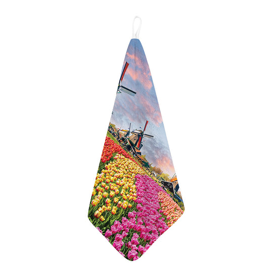 Tulip Field Print Hand Towel