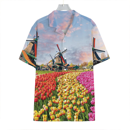 Tulip Field Print Hawaiian Shirt