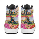 Tulip Field Print High Top Leather Sneakers