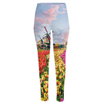 Tulip Field Print High-Waisted Pocket Leggings
