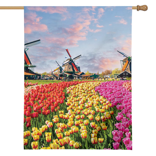 Tulip Field Print House Flag