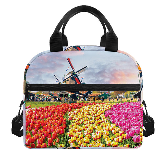 Tulip Field Print Insulated Lunch Bag