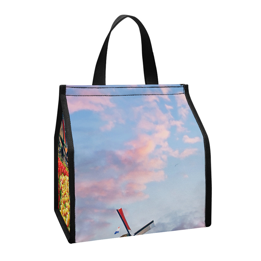 Tulip Field Print Insulated Lunch Tote