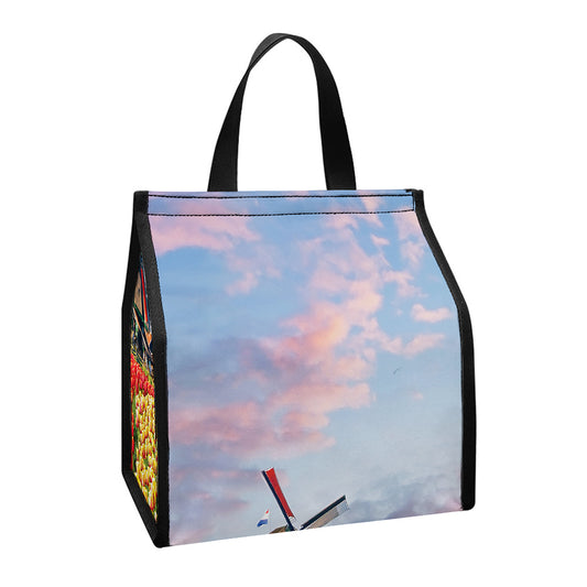 Tulip Field Print Insulated Lunch Tote