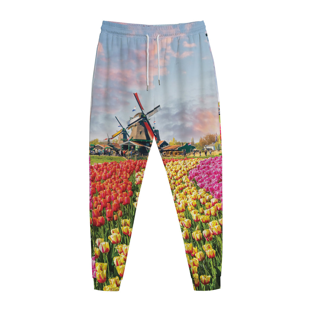 Tulip Field Print Jogger Pants