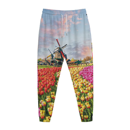 Tulip Field Print Jogger Pants