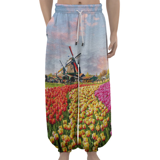 Tulip Field Print Lantern Pants