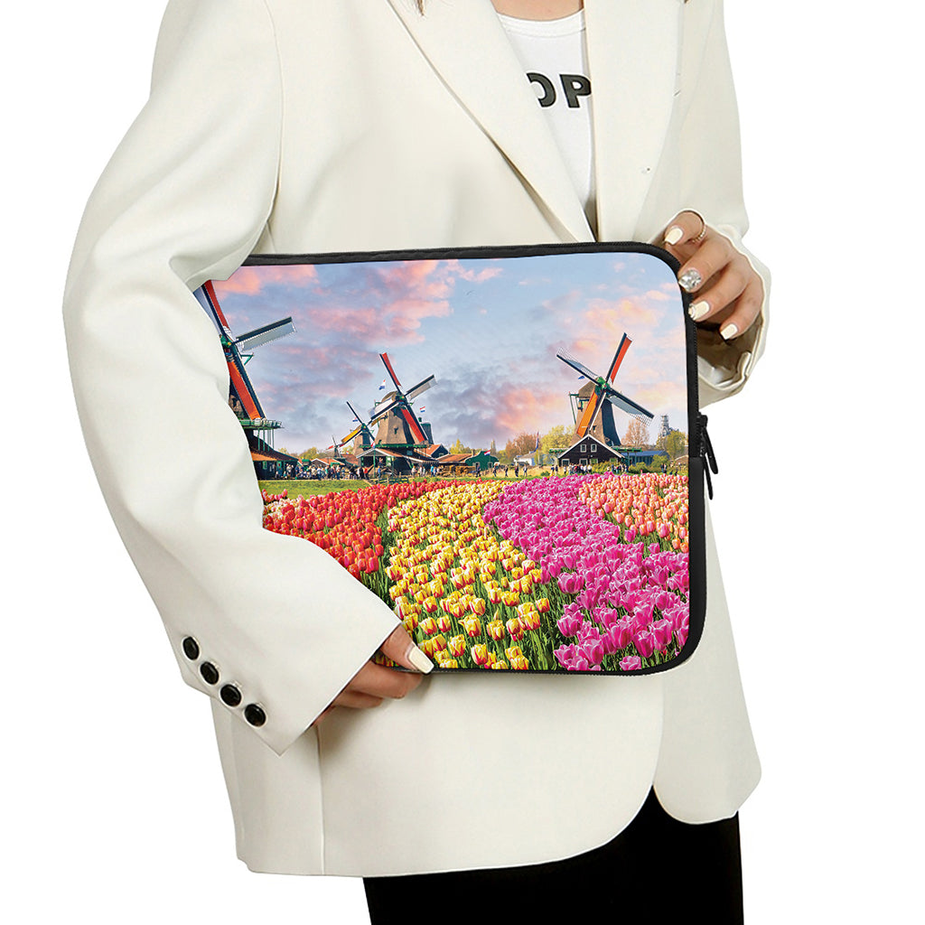 Tulip Field Print Laptop Sleeve