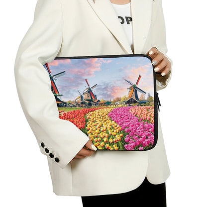 Tulip Field Print Laptop Sleeve