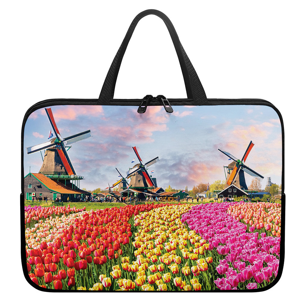 Tulip Field Print Laptop Sleeve With Handle
