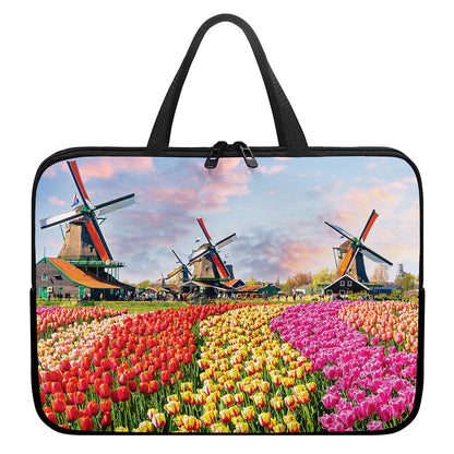 Tulip Field Print Laptop Sleeve With Handle