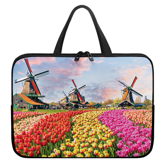Tulip Field Print Laptop Sleeve With Handle