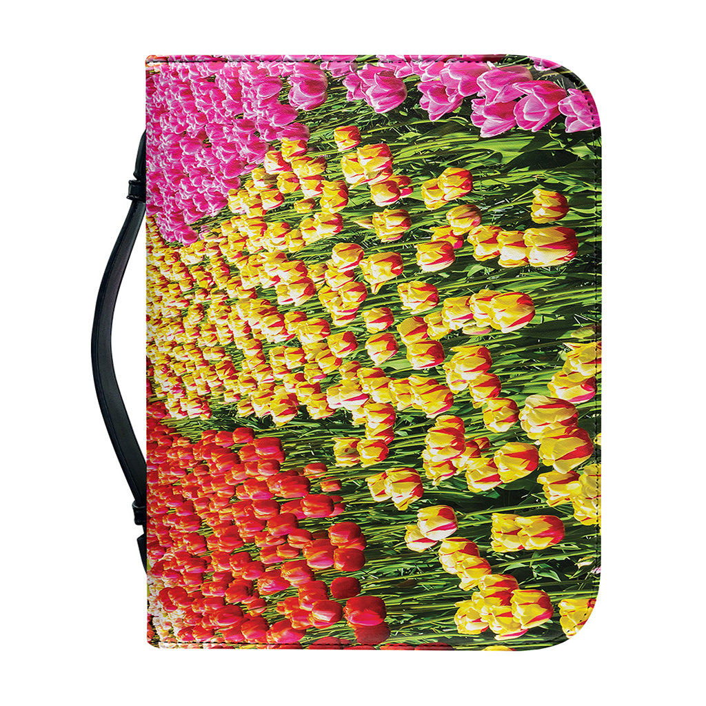 Tulip Field Print Leather Bible Cover