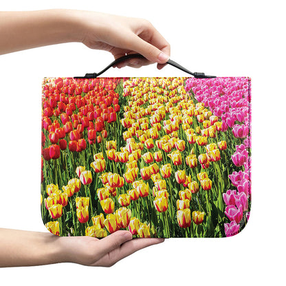 Tulip Field Print Leather Bible Cover