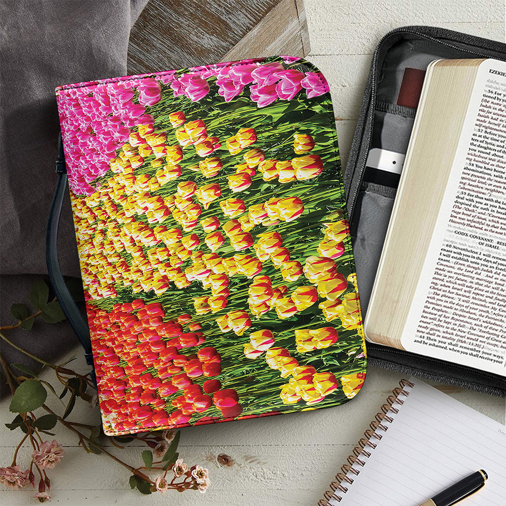 Tulip Field Print Leather Bible Cover