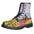 Tulip Field Print Lace-Up Boots