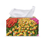 Tulip Field Print Leather Tissue Box Cover