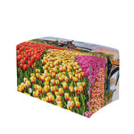 Tulip Field Print Leather Tissue Box Cover