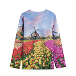 Tulip Field Print Long Sleeve Short Coat