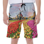Tulip Field Print Men's Beach Shorts