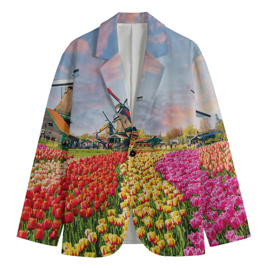 Tulip Field Print Men's Blazer