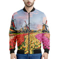 Tulip Field Print Men's Bomber Jacket